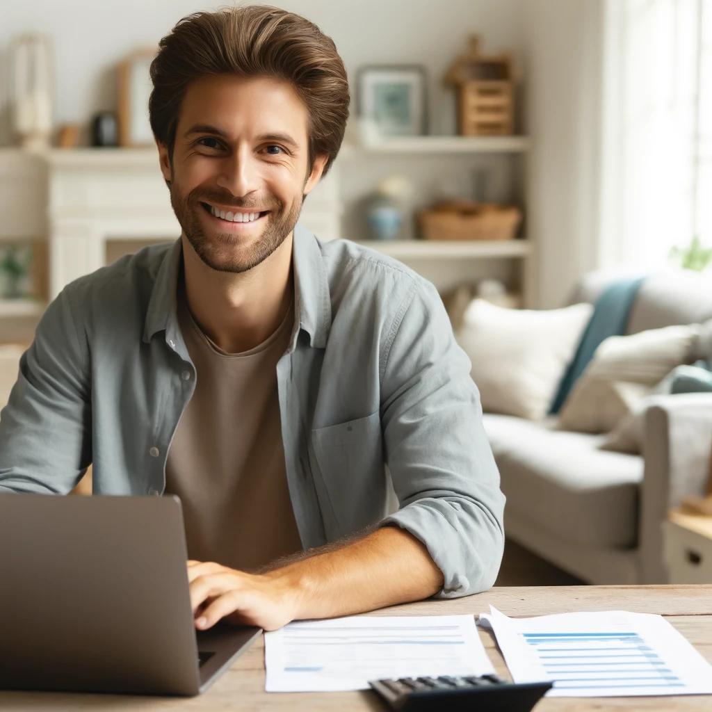 A_happy_individual_in_a_home_setting,_working_on_f